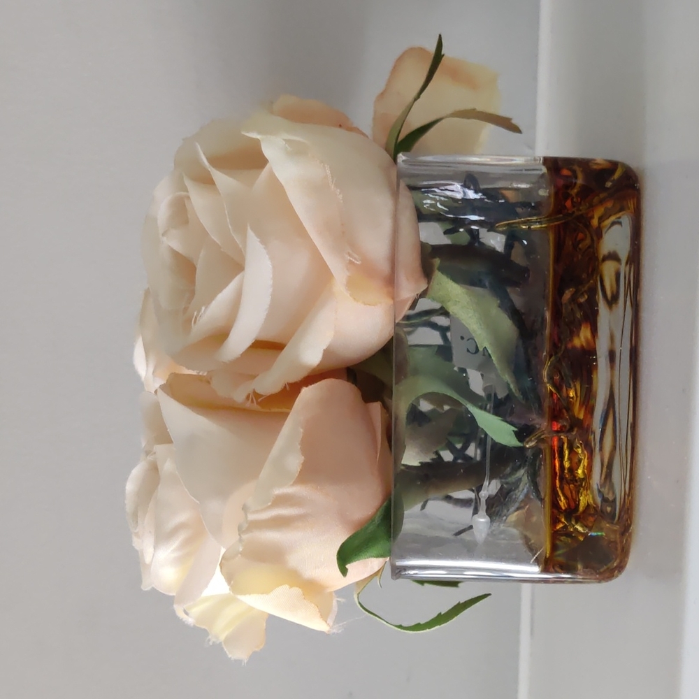Decorative Silk Roses in glass vase